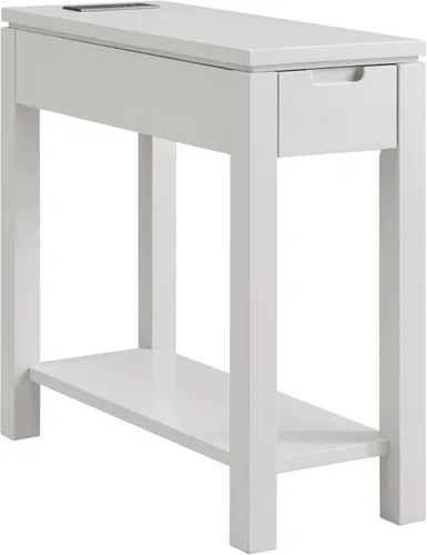 Vista 18 de Leick Home Laurent - Mesa auxiliar, madera maciza, estante inferior, estrecho, fácil de montar, para sala de estar/dormitorio, negro, 24.0 pulgadas