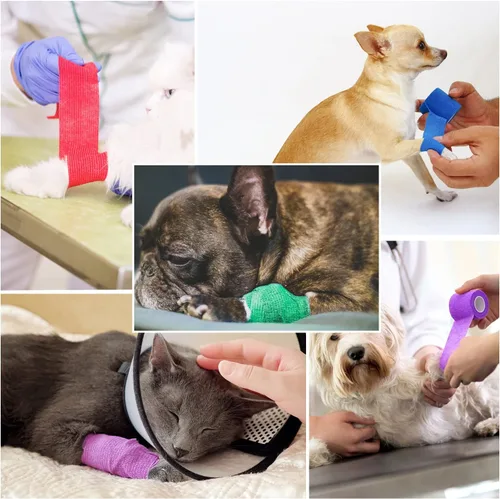 Vista 6 de 12 piezas de vendajes autoadhesivos de 2 pulgadas, 5 yardas, vendajes veterinarios para deportes, muñeca, tobillo, hinchazón