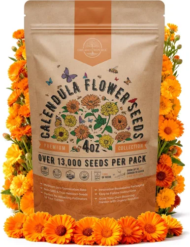 Vista 8 de Paquete de semillas de caléndula 1 oz - Más de 3,250 semillas de caléndula criollas sin OMG para plantar en jardinería interior y exterior, semillas