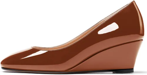 Vista 2 de WAYDERNS Zapatos de tacón bajo con punta cuadrada de charol para mujer, 2 pulgadas