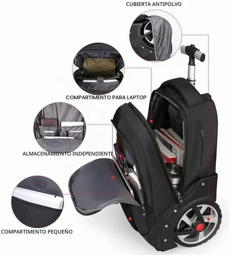 Vista 3 de WMHYLYH Mochila impermeable con ruedas de 20/22 pulgadas, Negro