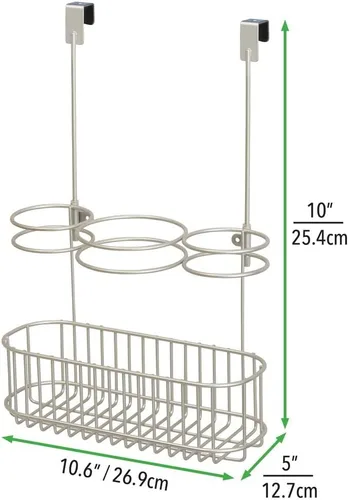 Vista 4 de mDesign - Cesta de almacenamiento para secadora de pelo, planchas planas, rizadores, alisadores de pelo, 3 secciones
