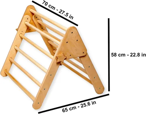 Vista 7 de Montessori Triángulo de escalada de madera para niños Marco de escalada plegable para interiores para niños y niños pequeños Equipo de parque