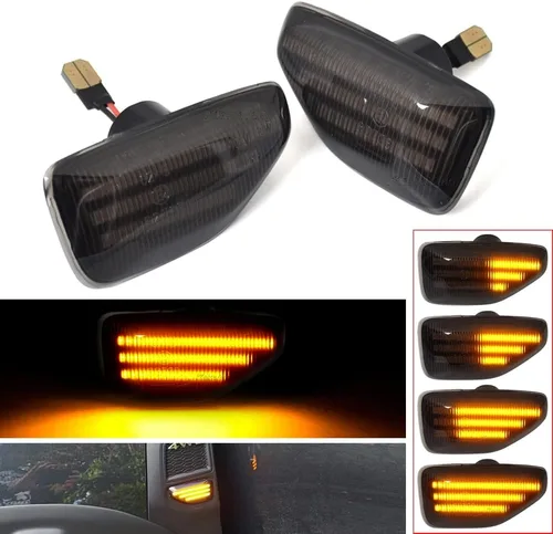 Vista 3 de Señal de giro lateral LED ámbar para Dacia Logan MCV II Sandero Stepway II Duster II 2012-2022 (negro)