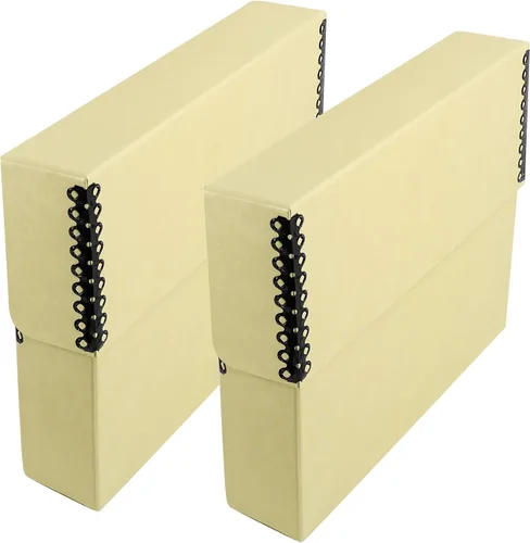 Vista 9 de Lineco Caja de almacenamiento de documentos archivados con borde metálico, caja de cartón libre de ácidos gris, organiza y almacena archivos