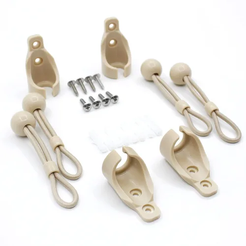 Vista 4 de Kit elástico universal para sombrillas, persianas enrollables opacas (color beige oscuro, kit de 2 unidades)