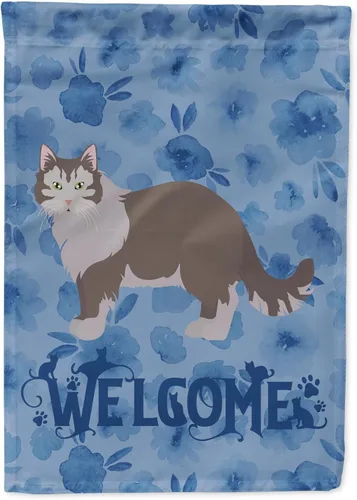 Vista 283 de Caroline's Treasures CK4813CHF - Bandera de bienvenida con gato abisinio azul, manga grande, para porche, para colgar en la pared, poliéster