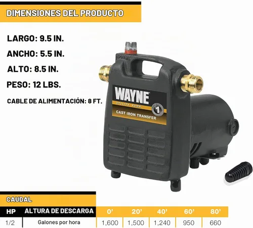 Vista 4 de Wayne PC4 - Bomba multipropósito de hierro fundido 1/2 HP con colador de succión