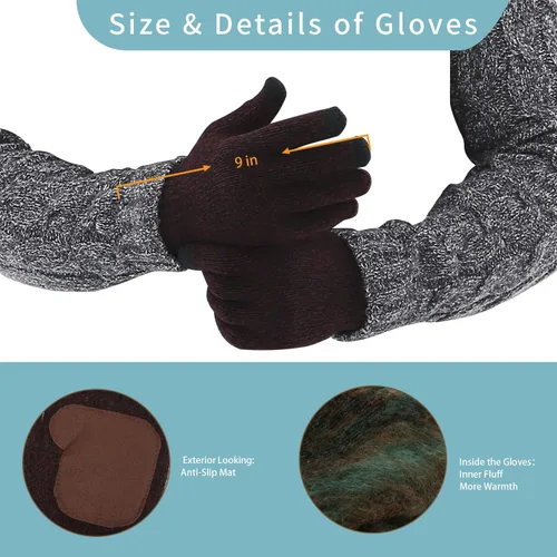 Vista 6 de Ecodudo Gorro y bufanda con pantalla táctil para hombres y mujeres (punto acanalado)