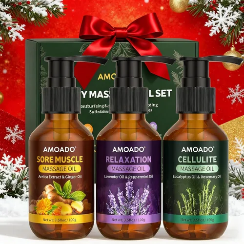 Vista 5 de Aceite de masaje para terapia de masaje, aceites de masaje para músculos doloridos – 10.5 oz, aceite de árnica, eucalipto anticelulítico, aceites