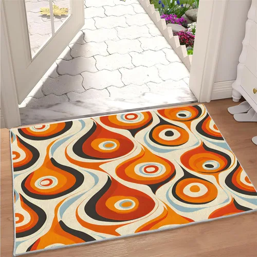 Vista 32 de Alfombra retro con flores, alfombra vintage de 2 x 3 pies, lavable antideslizante, para interiores, para entrada, entrada, cocina, mesita de noche