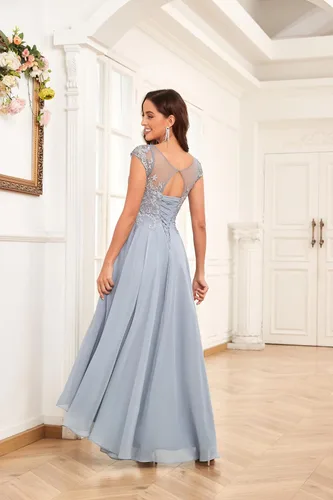 Vista 6 de Vestidos de novia para mujer, de gasa, con encaje, formal, para madre y novio, con bolsillos