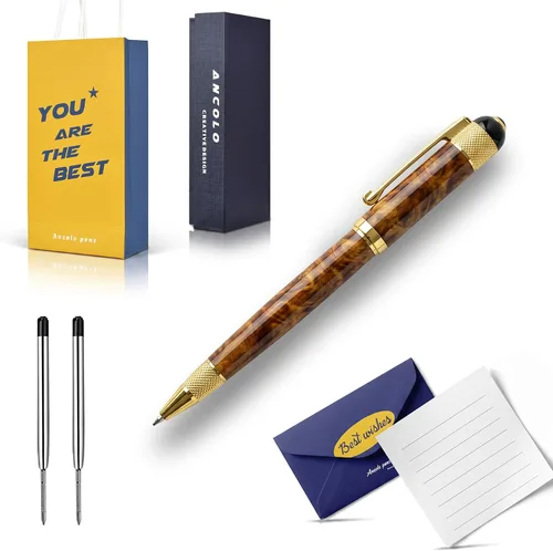 Vista 6 de Ancolo Bolígrafo personalizado – con caja de bolígrafo, bonito regalo de recuerdo, grabado con tu nombre/mensaje/número de teléfono en los Bolígrafo