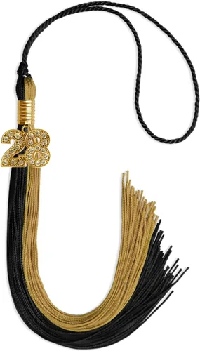 Vista 138 de Endea Graduation Borla de doble color con dije dorado (negro/oro brillante, 2022)