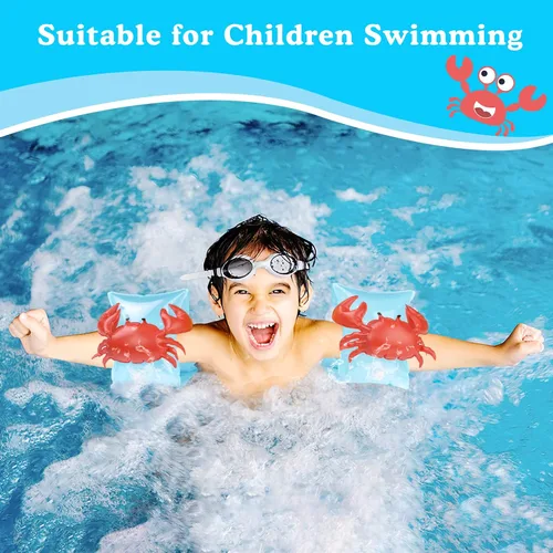 Vista 2 de HeySplash Brazaletes inflables para niños (de 3 a 6 años), mangas flotantes para brazo de piscina, tubo flotante, alas de agua, para natación, hasta