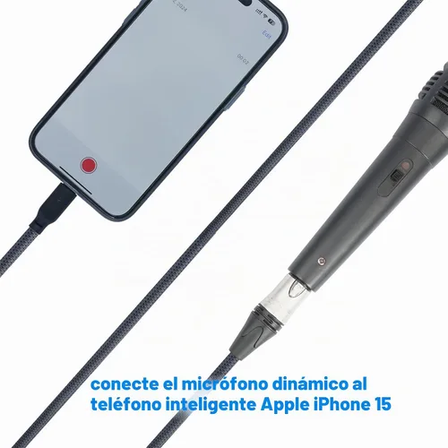 Vista 5 de Cable de micrófono XLR hembra de 3.3 pies a USB C, USB C a XLR para micrófono dinámico iPhone 15, iPad, portátil, tableta