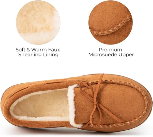 Vista 5 de HomeTop Mocasines para mujer, pantuflas de espuma viscoelástica para interiores y exteriores, zapatos para mujer