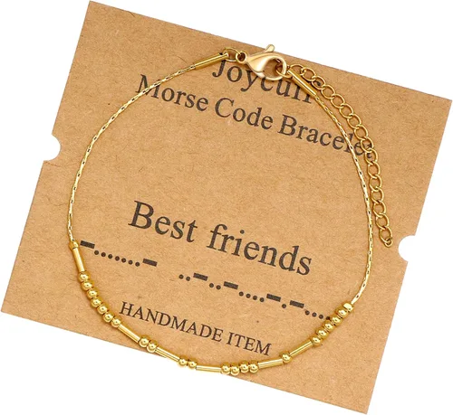 Vista 261 de JoycuFF Pulseras inspiradoras de código morse para mujeres, cuentas de plata, joyería con mantra de motivación, regalos para ella