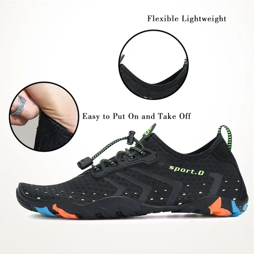 Vista 3 de Nexete Zapatos de agua para hombres y mujeres descalzos de secado rápido, zapatos deportivos al aire libre para kayak, barco, senderismo, surf