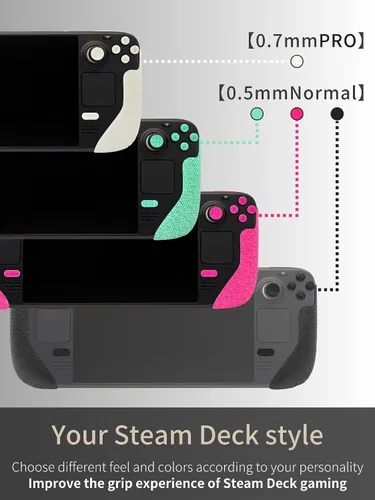 Vista 5 de Controller Grip for Steam Deck,Textured Skin kit,for Steam Deck Anti-Skid Sweat-Absorbent Controllers Handle Grips, Buttons (Normal-Obsidian Black)