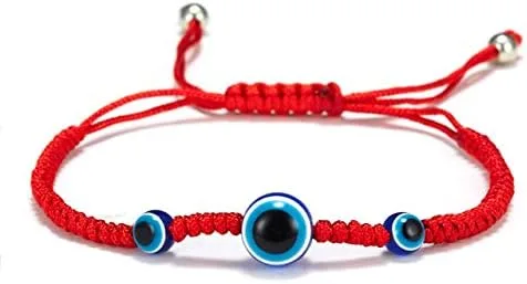 Vista 4 de 5-6 pulseras de cábala con cuerda contra el mal de ojo, tejido a mano, ajustable de cuerda roja, hilo trenzado, pulsera de Fátima de mano, dije