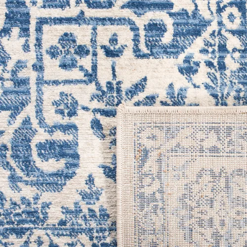 Vista 8 de Safavieh - Alfombra de 2 x 4 pies de la colección Brentwood color marfil y azul marino, alfombra que no suelta pelusas con diseño desgastado