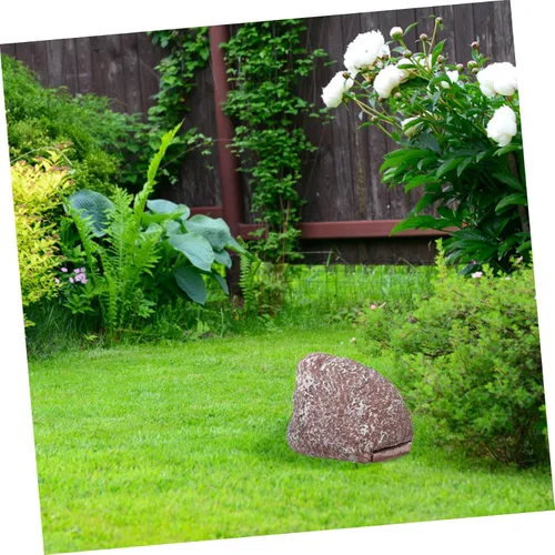Vista 8 de Stone Key Hider - Diseño realista de roca para almacenamiento de llaves al aire libre para jardines y patios, material de resina confiable que