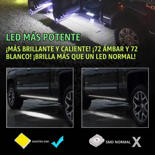 Vista 8 de SOCAL-LED LIGHTING Tira de luz LED para estribo de camión DRL, patada lateral conmutada de 60" (150cm) 12V, luces de giro intermitentes secuenciales