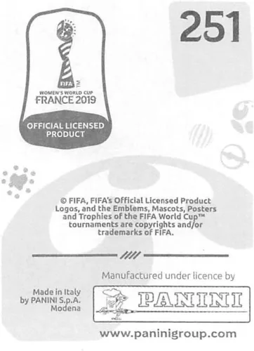 Vista 2 de Panini FIFA - Calcomanías para álbumes de la Copa Mundial Femenina de Francia 2019 (solo adhesivo individual) Fútbol #251 Jody Brown Jamaica 2