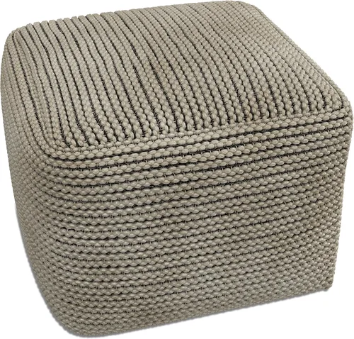 Vista 4 de SIMPLIHOME Eastmont - Puf cuadrado de 18 pulgadas de ancho, tejido a mano de poliéster PET en color crema, taburete bohemio para interiores