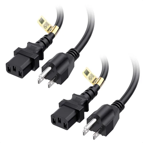 Vista 8 de Cable Matters - Paquete de 2 cables de alimentación cortos para computadora de 16 AWG, 3 clavijas, de 3 pies, repuesto de cable de alimentación