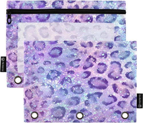 Vista 19 de Estuche para lápices de fresas rosas para carpetas de 3 anillas, estuche para lápices, bolsa de maquillaje con ventana transparente para almacenar