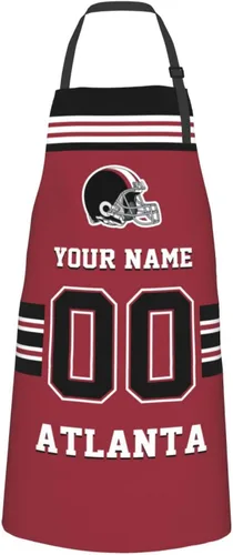Vista 12 de Delantales personalizados del estilo del fútbol, delantal personalizado de la cocina del nombre y del número, delantales impermeables modificados