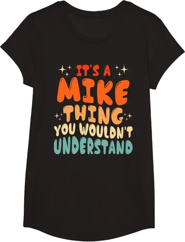 Vista 5 de Camiseta retro de los años 80 con texto en inglés "It's A Mike Thing You Wouldn't Understand", Negro