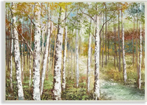 Vista 10 de Stupell Industries Hermosa pintura de arroyo de abedul de otoño, diseño de Nan Stupell Industries Gray, 14 x 11 Inches, Easy to Hang and Sturdy