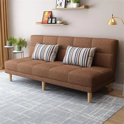 Vista 15 de LAKIQ Sofá cama moderno de mezcla de lino, futón para sala de estar, dormitorio, sofá cama convertible de espuma viscoelástica, sofá cama de día
