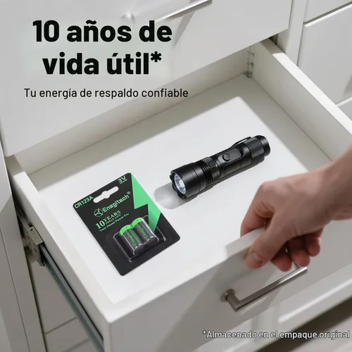 Vista 3 de Enegitech CR123A Batería de Litio de 3V, Batería de Litio 123 de 3 Voltios, para Sensor de Seguridad del Hogar Sensor de Movimiento Cerradura