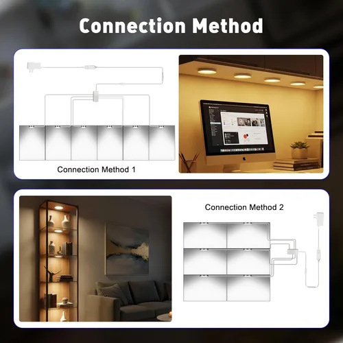 Vista 5 de Cefrank Smart Puck Lights - Paquete de 6 luces WiFi debajo del gabinete regulables 2700K-6000K LED Closet Shelf Display Gun Safe Jewelry Case