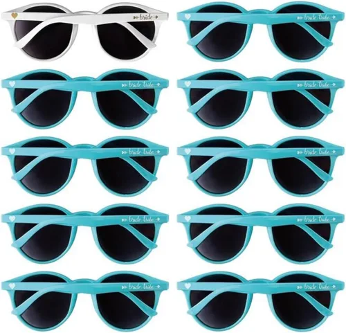 Vista 12 de LADY&HOME Gafas de sol de ojo de gato para despedida de soltera, suministros para dama de honor y despedida de soltera, 10 lentes de sol redondos
