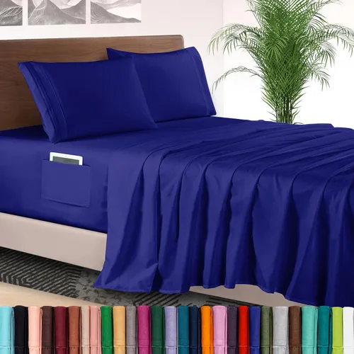 Vista 60 de Elegant Comfort - Juego de sábanas de lujo de 4 piezas - Ropa de cama de lujo de 1500 hilos, calidad de hotel prémium, microfibra, resistente a