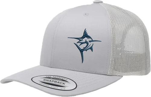 Vista 31 de Embroidered Swordfish Trucker Hat for Men & Women – Adjustable Mesh Back Snapback Baseball Cap for Fishing Negro-swwt