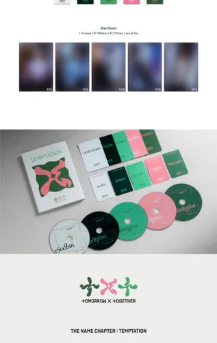 Vista 4 de TXT The Name Chapter : TEMPTATION 5th Mini Album Lullaby Version Mini poster on pack+Photobook+Sticker+Postcard+Photocard+Tracking TOMORROW X