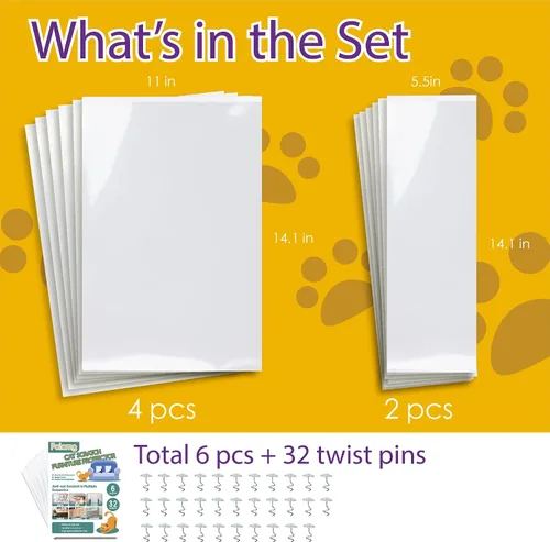 Vista 2 de Protector de muebles antiarañazos para gatos, paquete de 6 unidades, cinta adhesiva de una sola cara, resistente, sin residuos para sofá, puertas