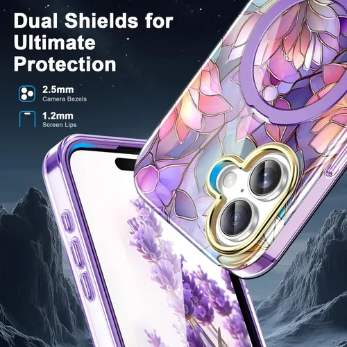 Vista 6 de Funda para iPhone 16 con protector de pantalla-Lotus A25