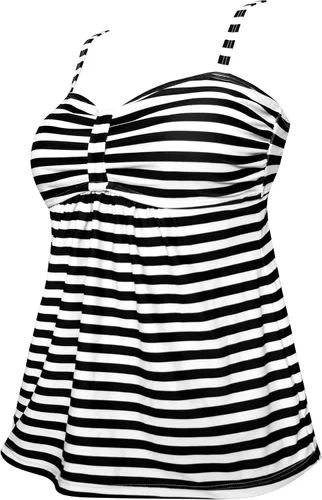 Vista 2 de Gabrielle-Aug - camiseta para mujer, diseño de rayas marineras, camiseta tipo top tankini