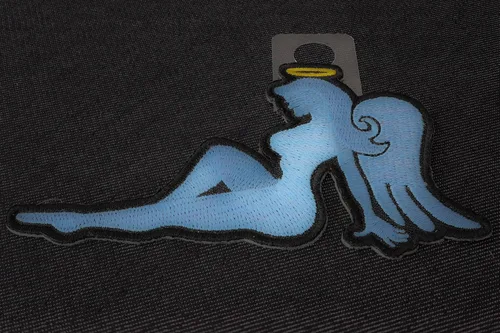 Vista 5 de Parche de niña ángel azul – 4 x 2.6 pulgadas – Parche bordado para planchar (P6150)