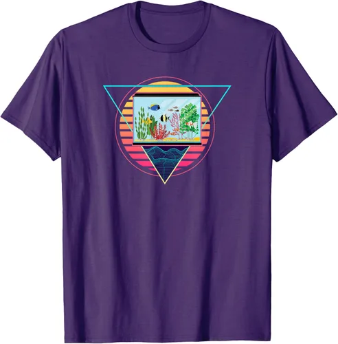 Vista 18 de Futuristic Fish Tank Synthwave Vaporwave Aquarium Aesthetic T-Shirt Negro