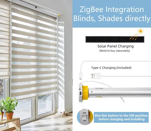 Vista 6 de Kit de motor ciego inteligente Zigbee recargable, abridor automático de cortinas con control de aplicación para tubo de 1.496 in compatible