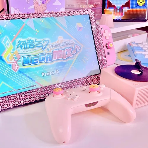 Vista 4 de BelugaDesign Sailor Moon Pro Controller Cute Kawaii Pink Peach Pastel Bluetooth Wireless Anime Accessory with Charging Cable Compatible with