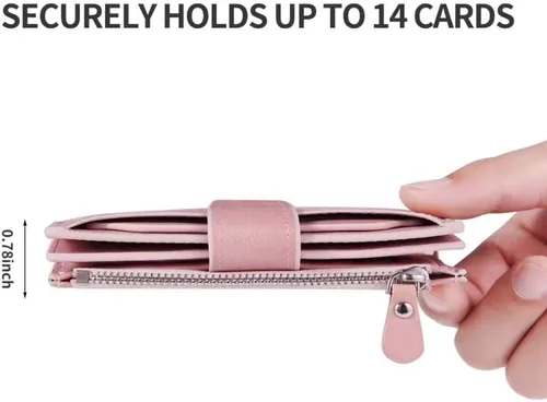 Vista 9 de LOSIMEI Womens Wallet RFID Blocking Small Compact Bifold Luxury Leather Pocket Wallet Credit Card Holder (Pink)